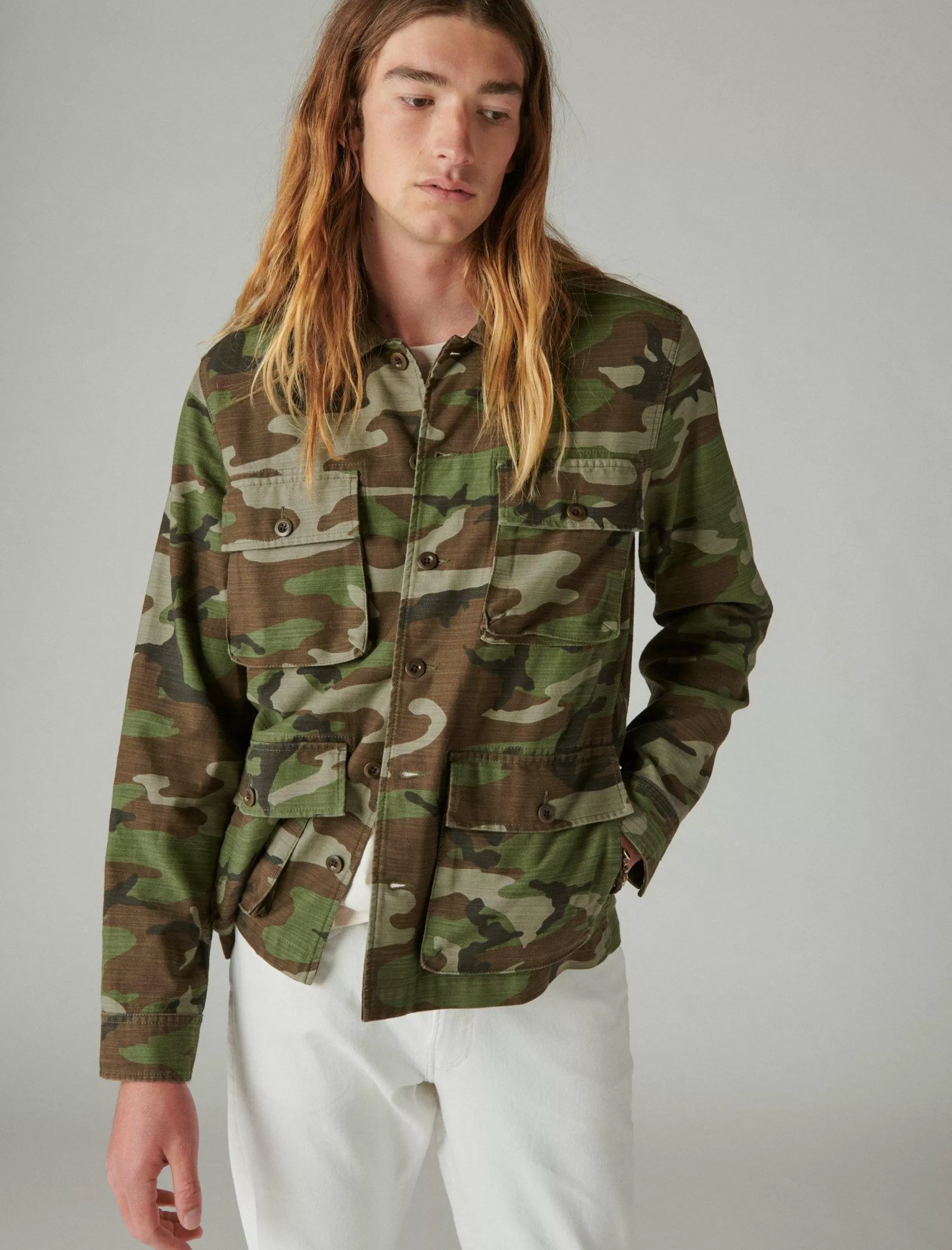 Lucky Brand Jackets & Outerwear*slub twill military jacket camo (army colors)