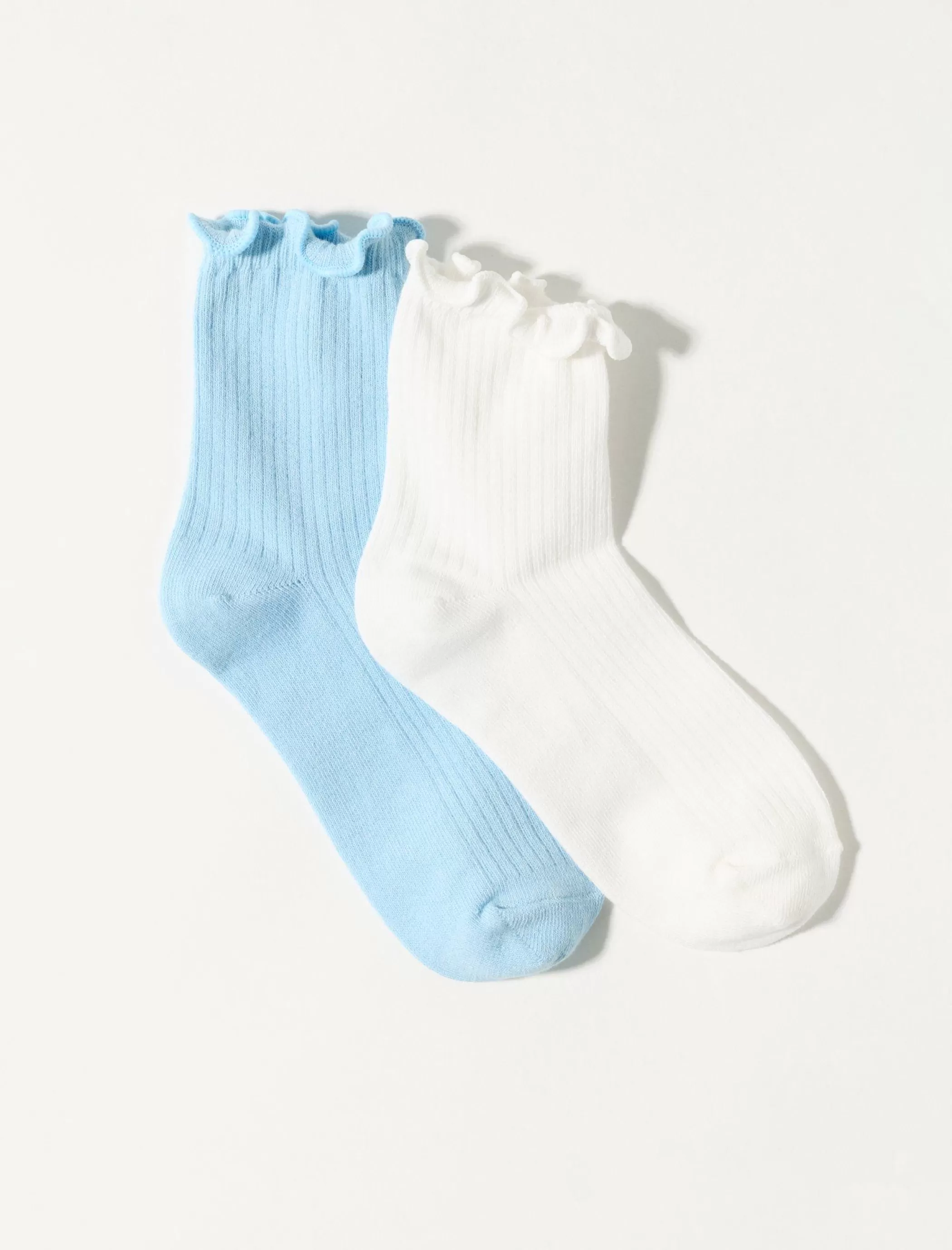 Lucky Brand Socks*solid ruffle crew sock multi