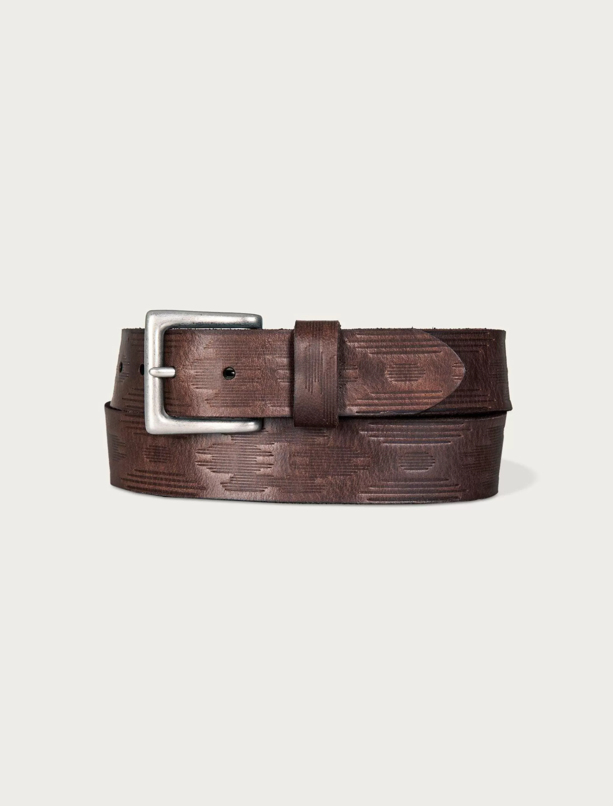 Lucky Brand Belts*southwest embossed leather belt dark brown