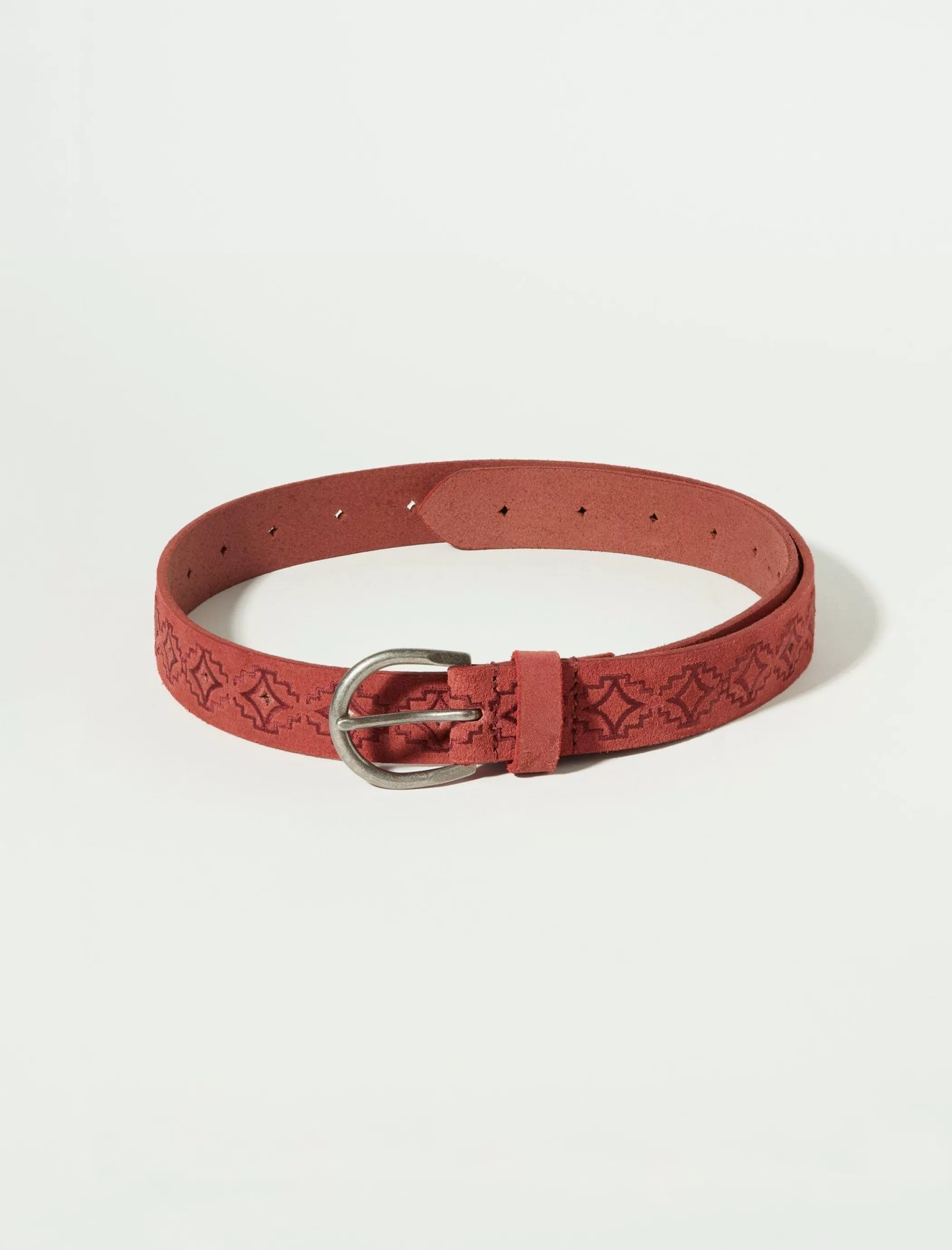 Lucky Brand Belts*southwestern embroidered belt maroon