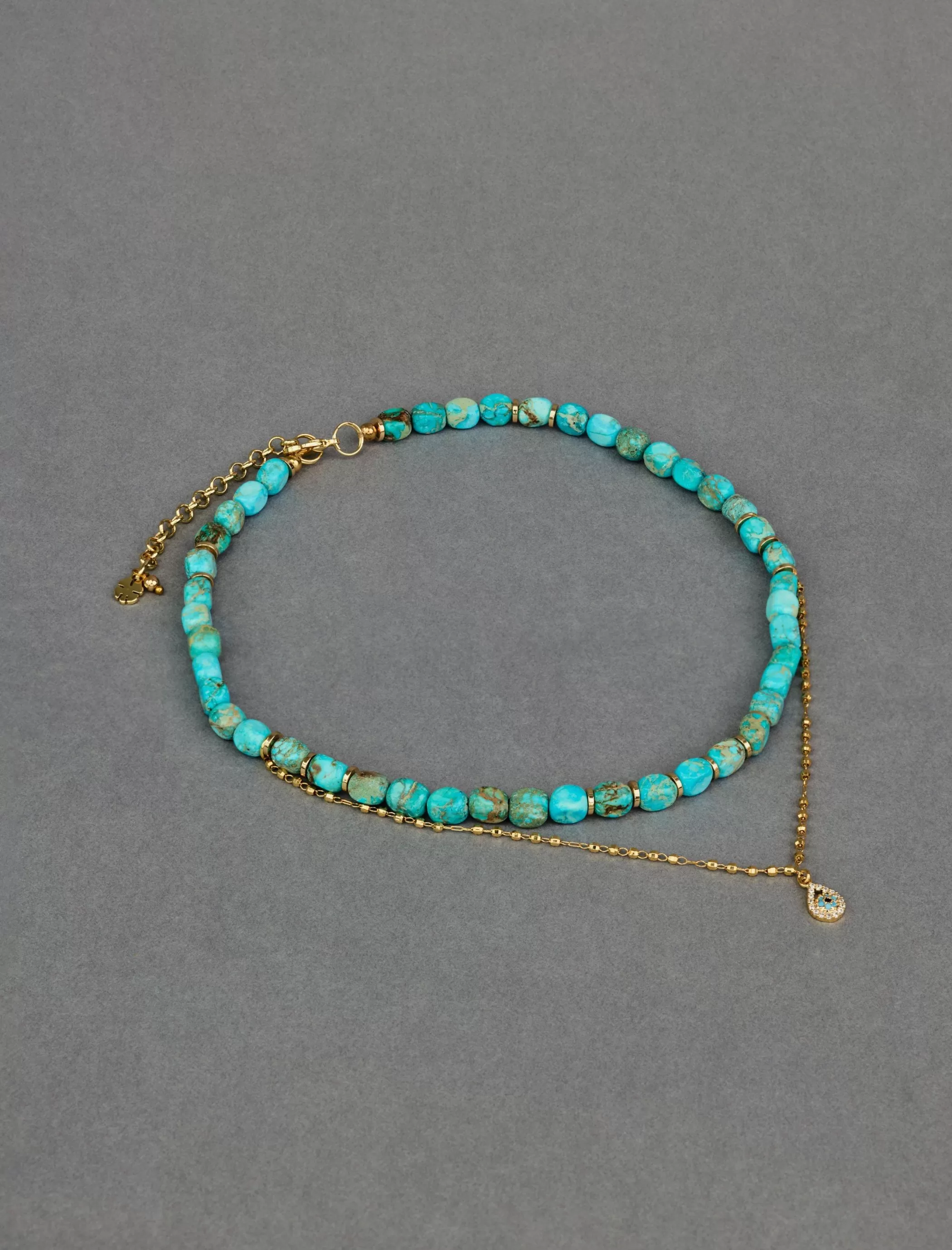 Lucky Brand Jewelry*statement turquoise collar necklace gold