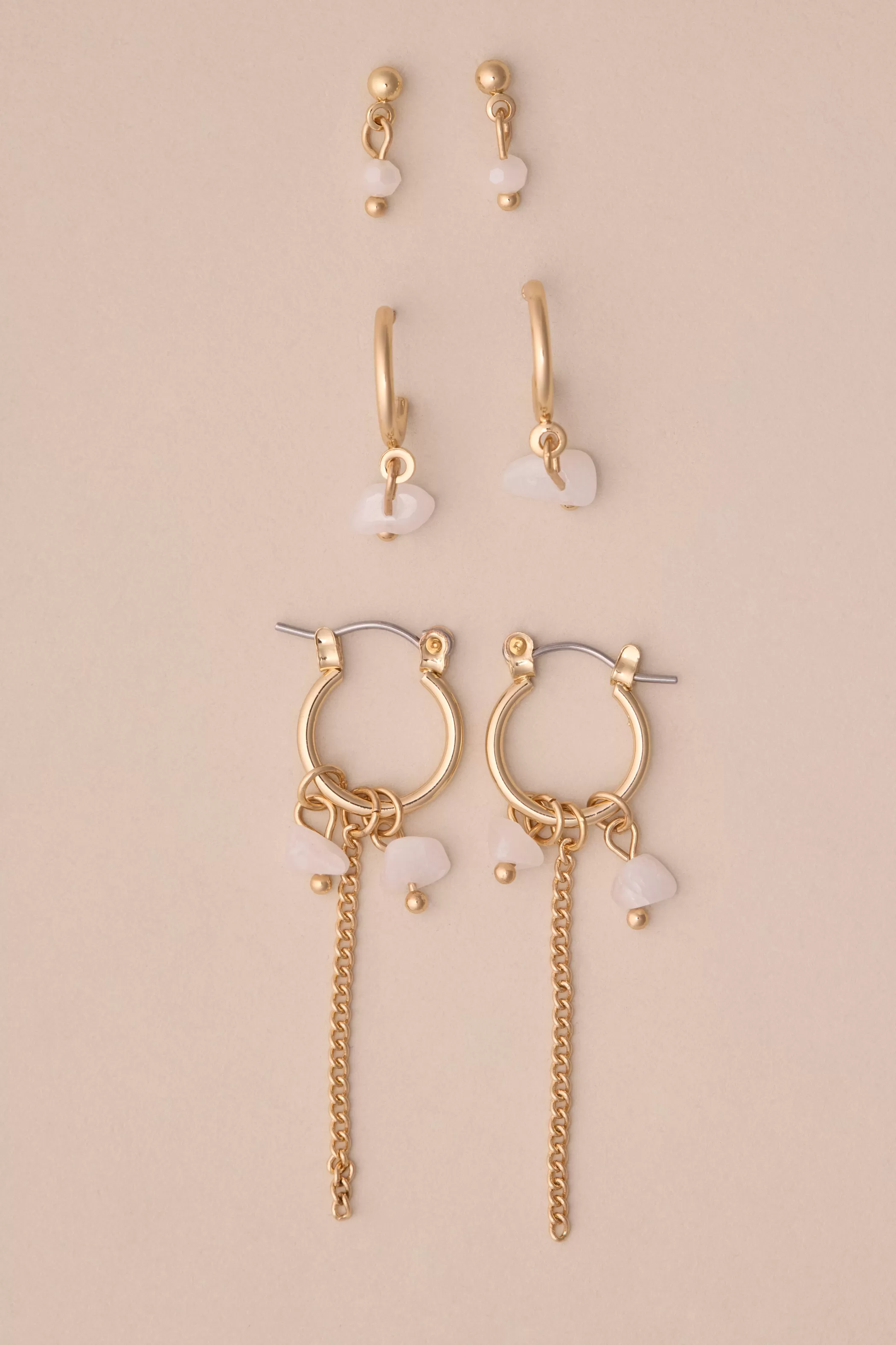 Lucky Brand Jewelry*stone earring set gold