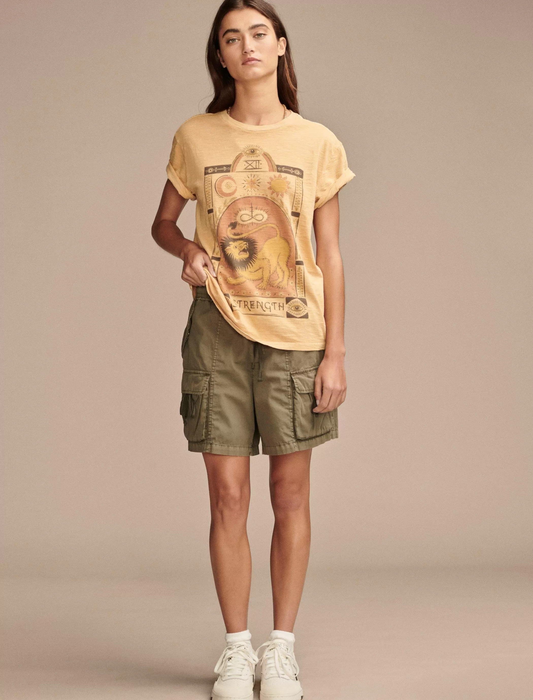 Lucky Brand Graphic Tees*strength lion boyfriend tee rose spritz