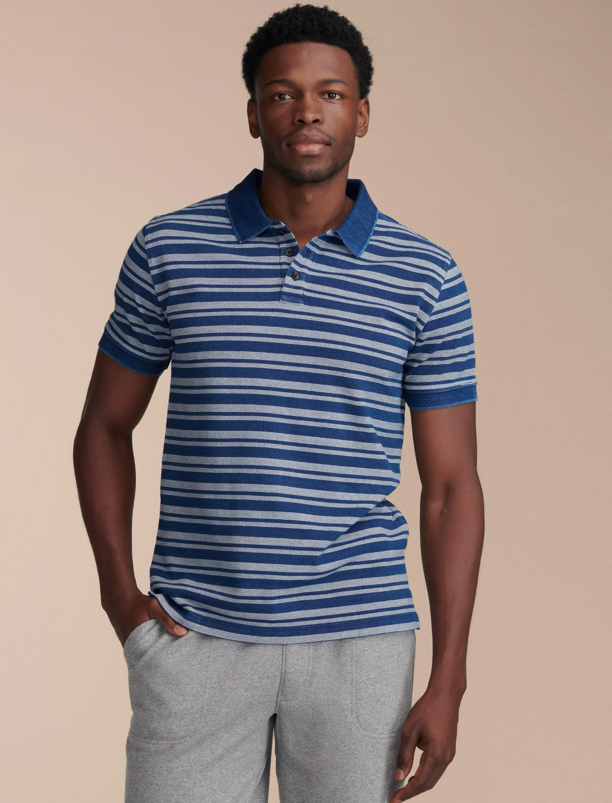 Lucky Brand Shirts & Tops*stripe indigo pique polo # 419 indigo