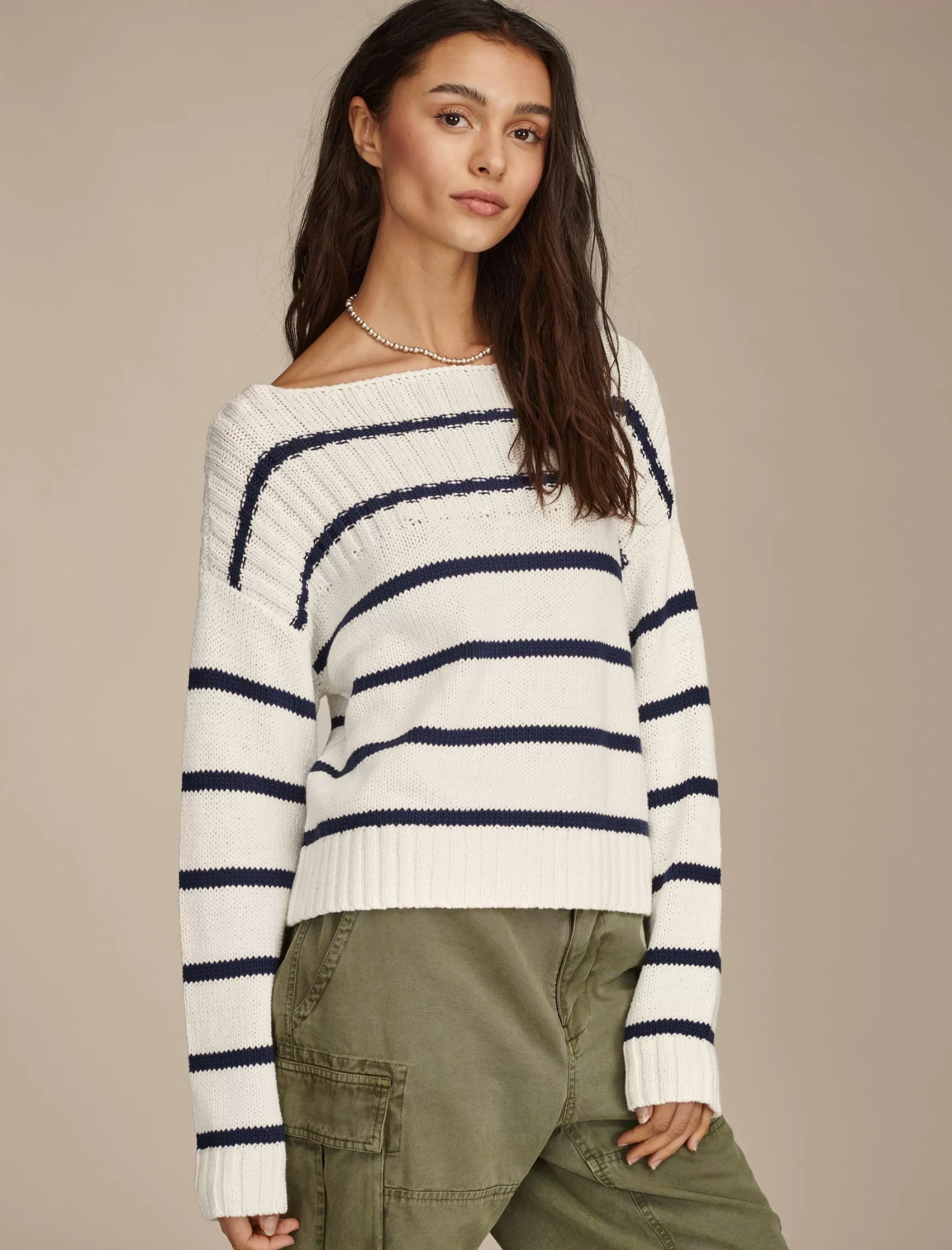 Lucky Brand Sweaters & Sweatshirts*striped pullover sweater tofu cadet navy str