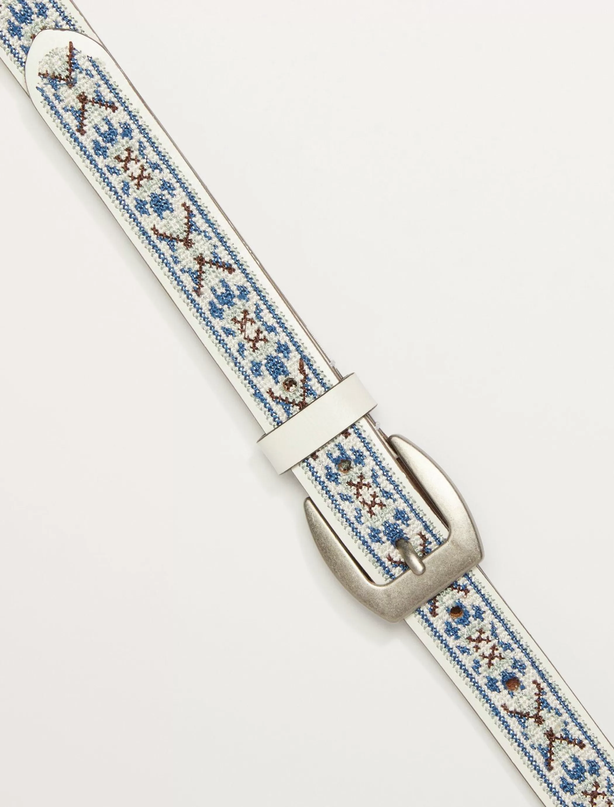 Lucky Brand Belts*sweet blue embroidered belt white