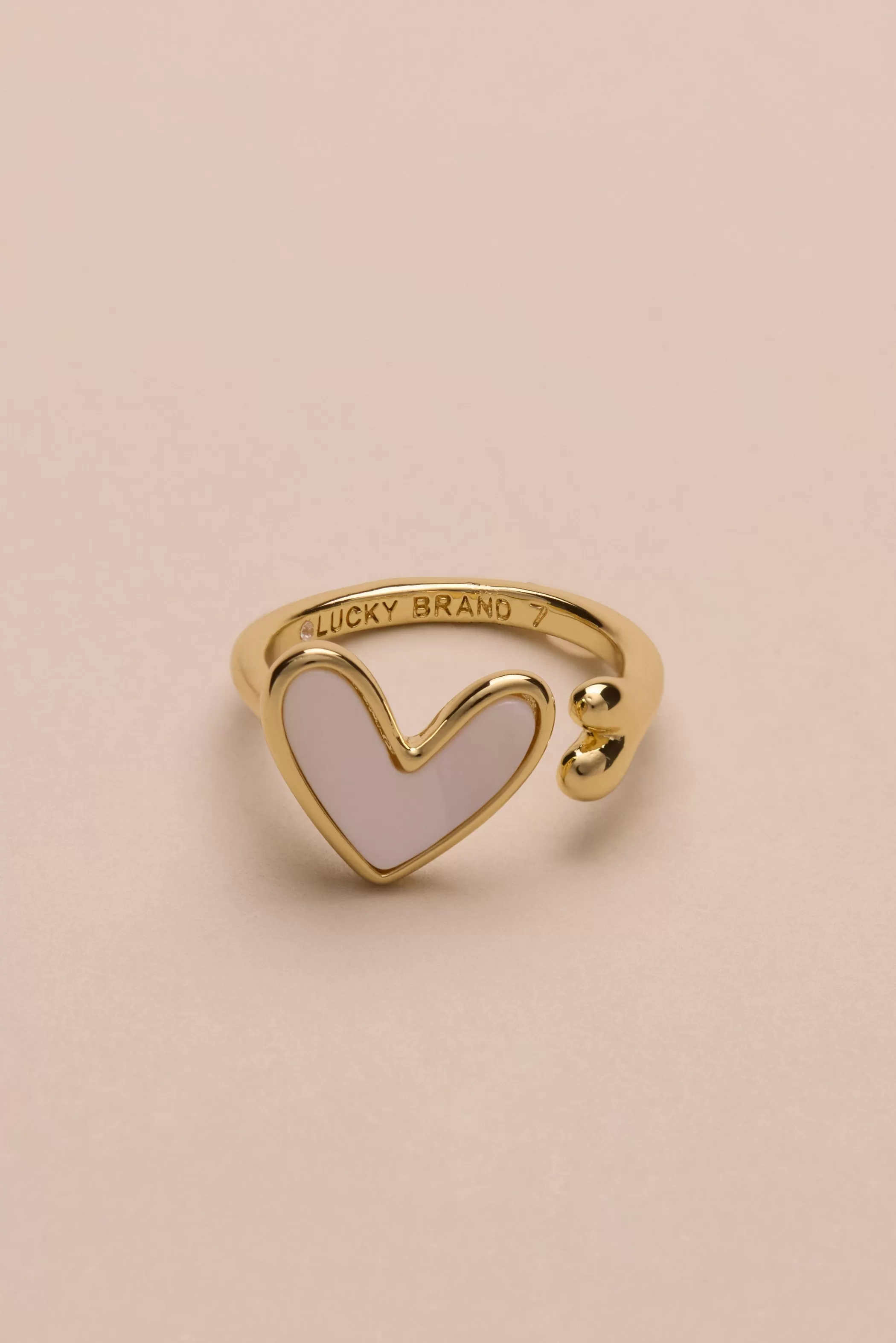 Lucky Brand Jewelry*sweet pearl heart ring gold