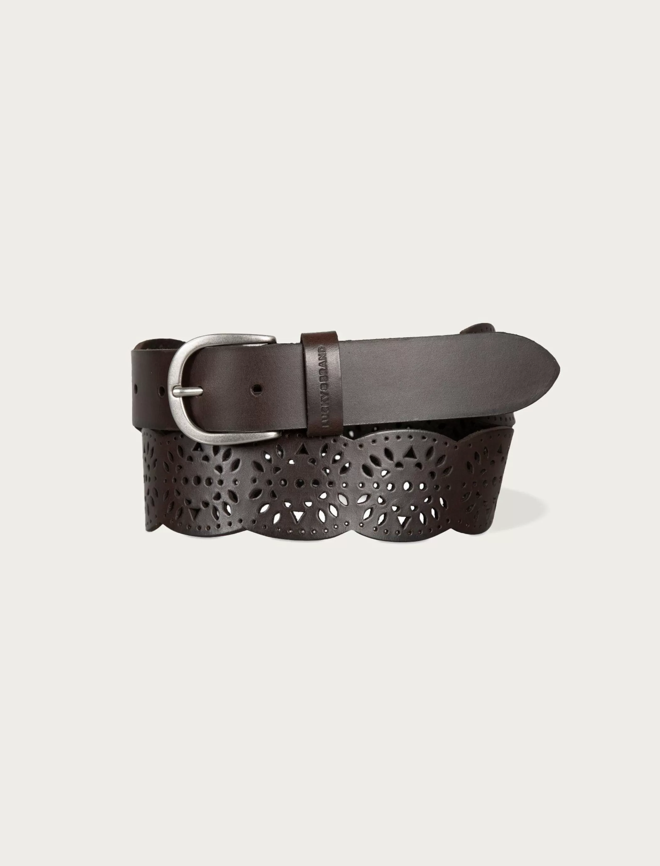 Lucky Brand Belts*tapered perforated leather belt dark brown