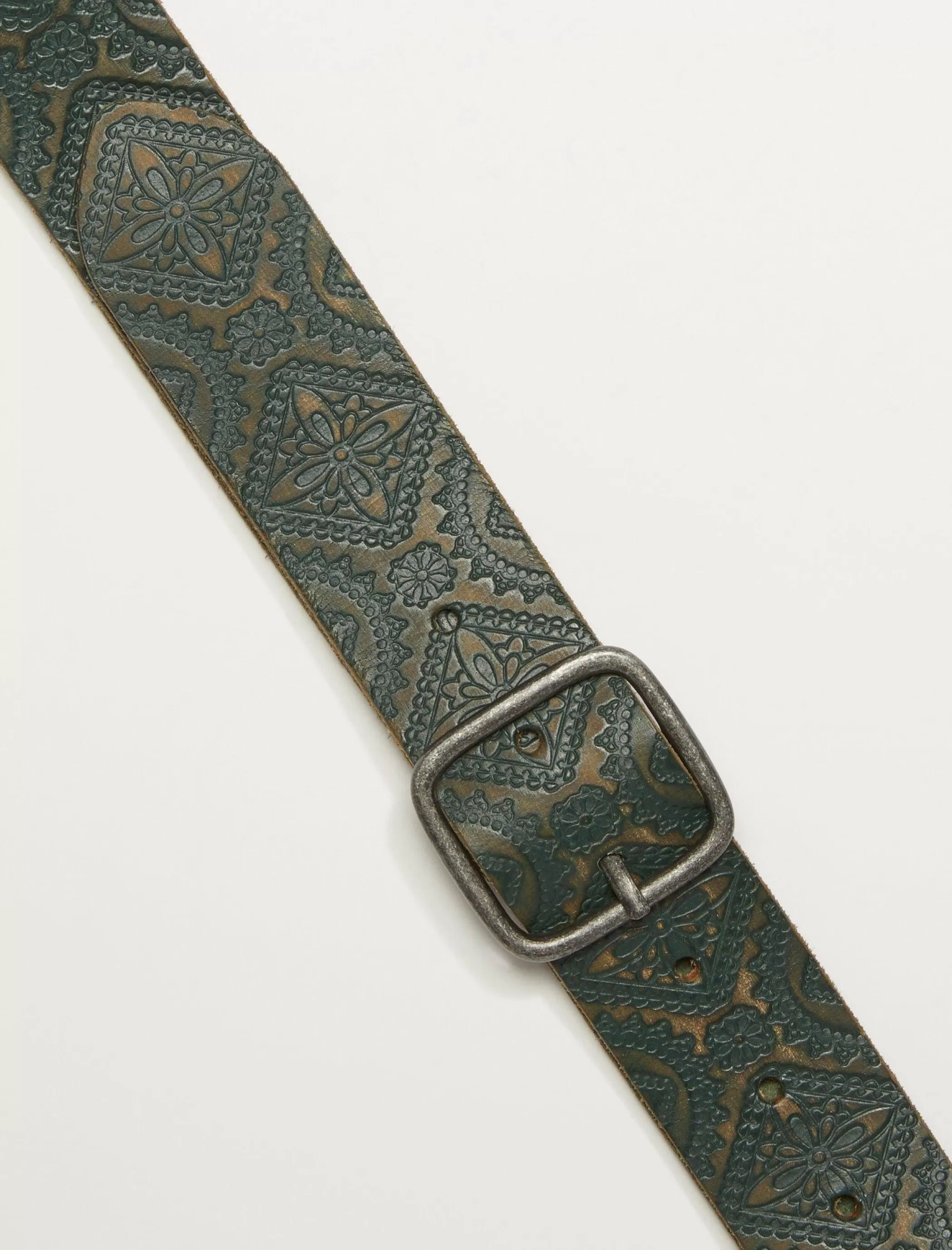 Lucky Brand Belts*teal embossed leather belt blue/teal