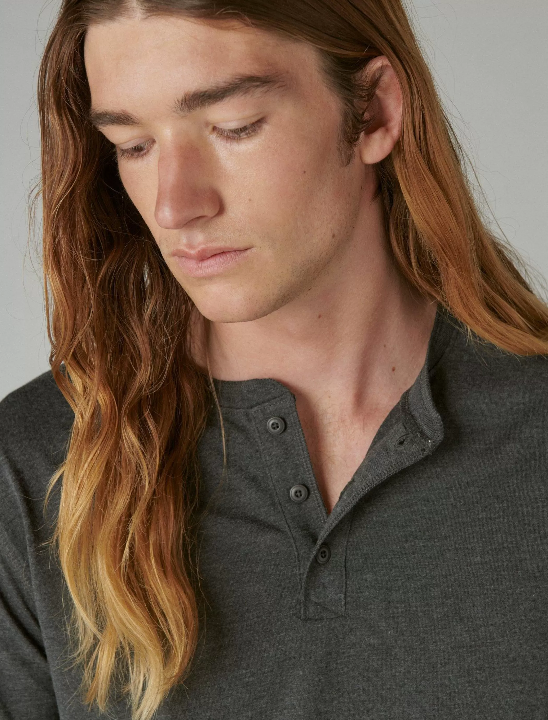 Lucky Brand Shirts & Tops*tencel long sleeve henley charcoal