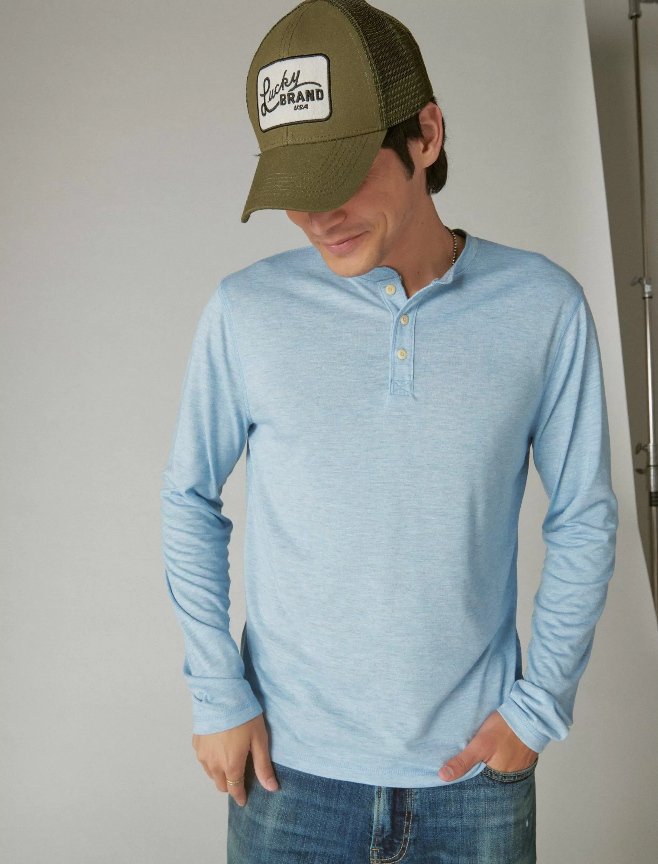 Lucky Brand Shirts & Tops*tencel long sleeve henley blue bell