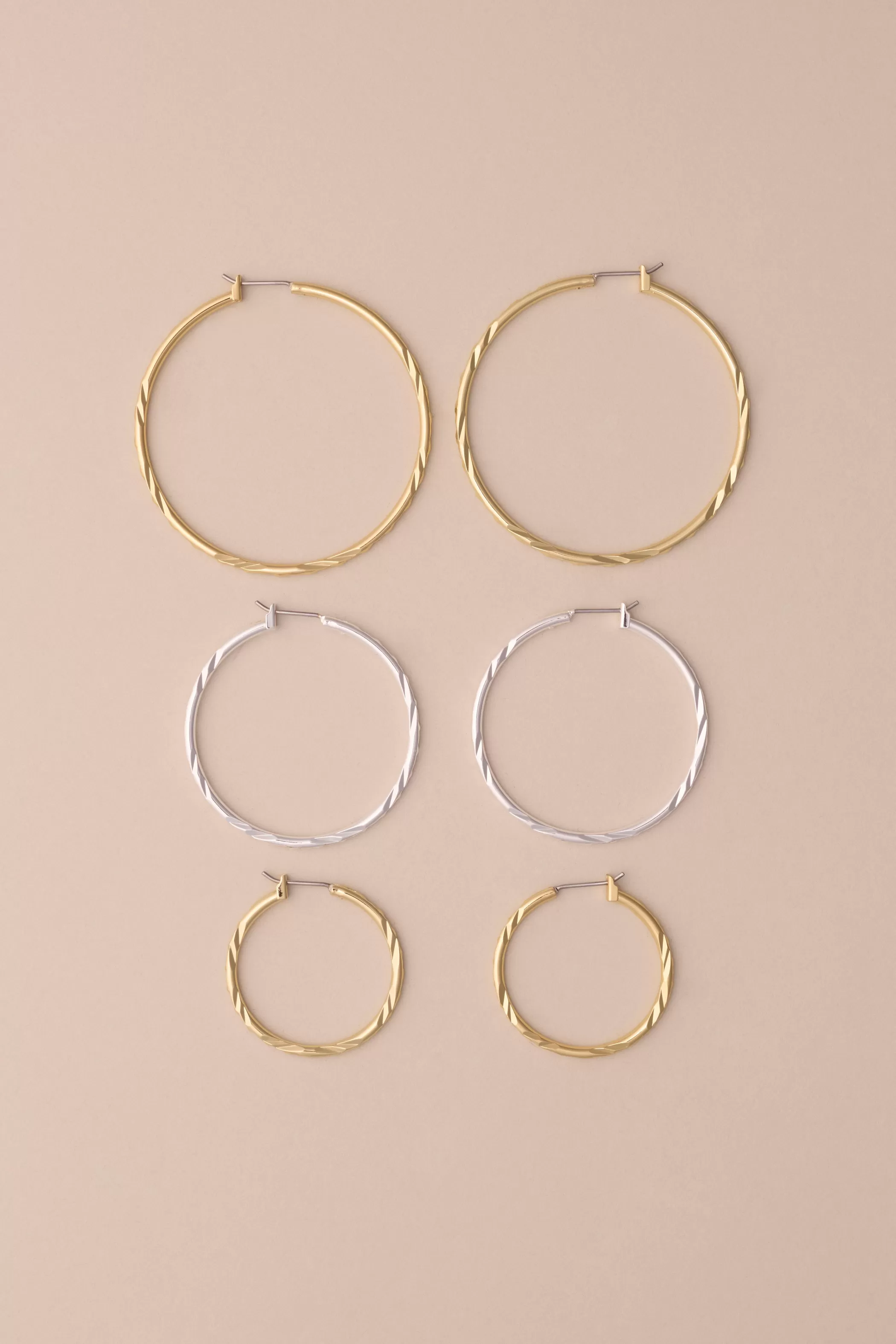 Lucky Brand Jewelry*textured hoop sets two tone