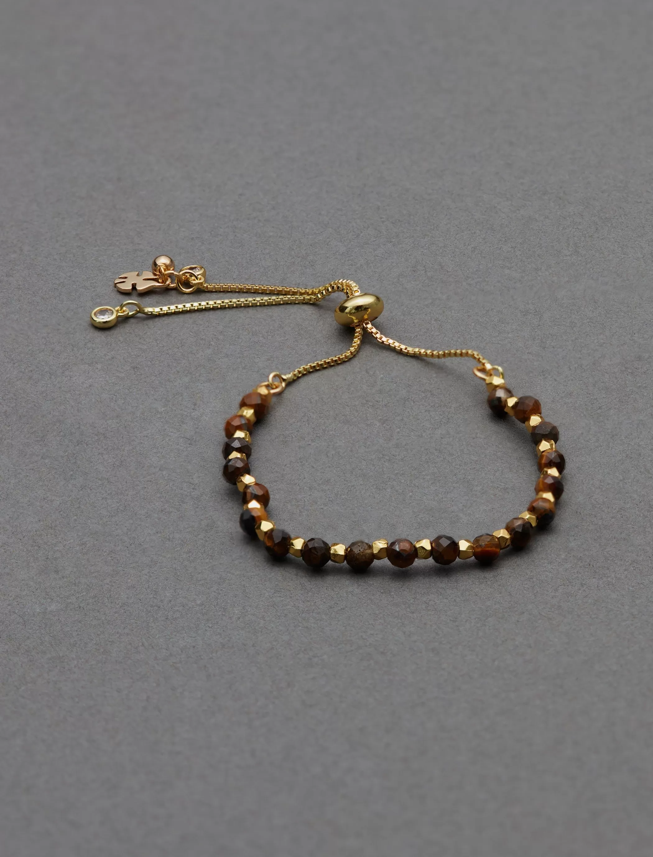 Lucky Brand Jewelry*tigers eye beaded bracelet gold