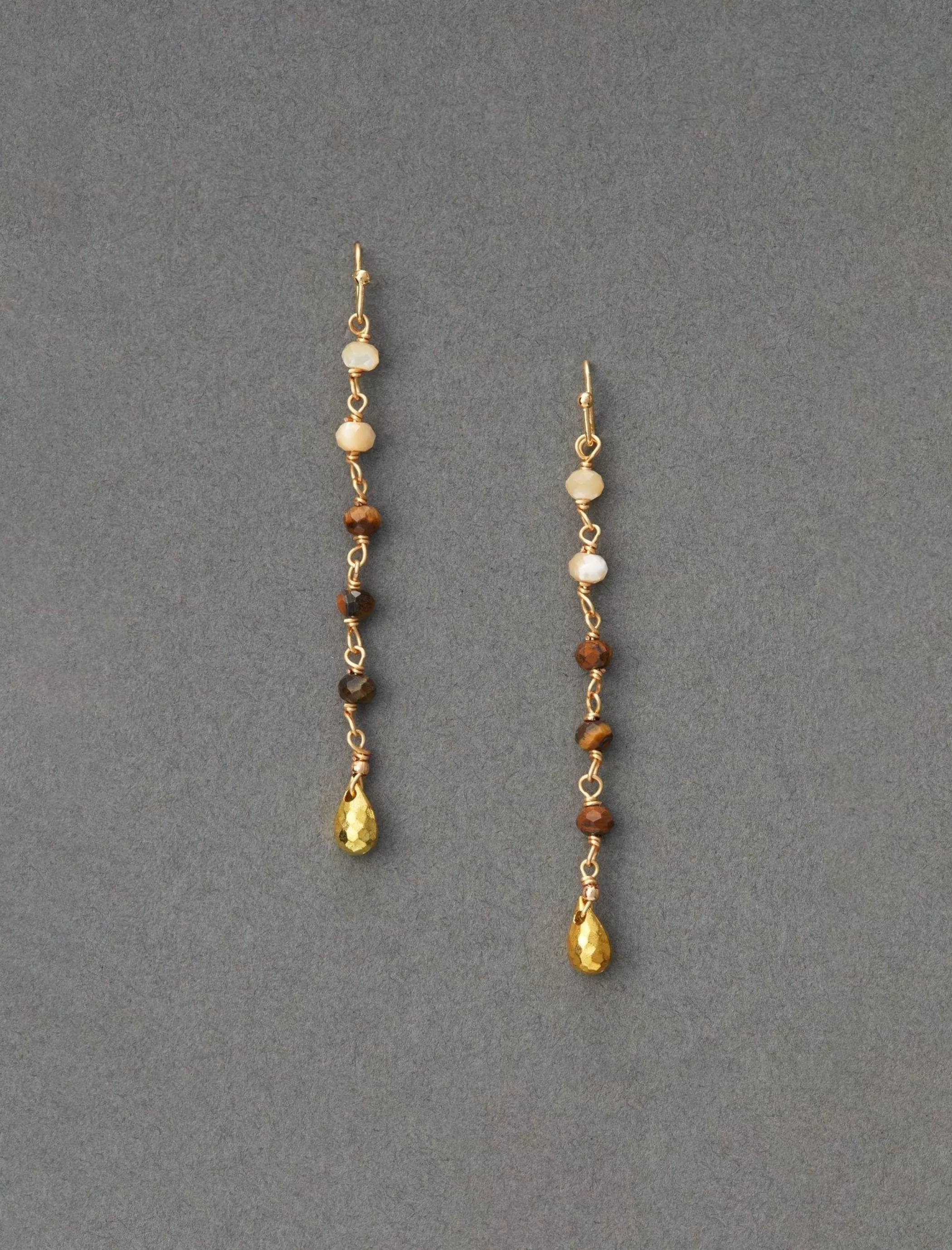 Lucky Brand Jewelry*tigers eye linear drop earring gold