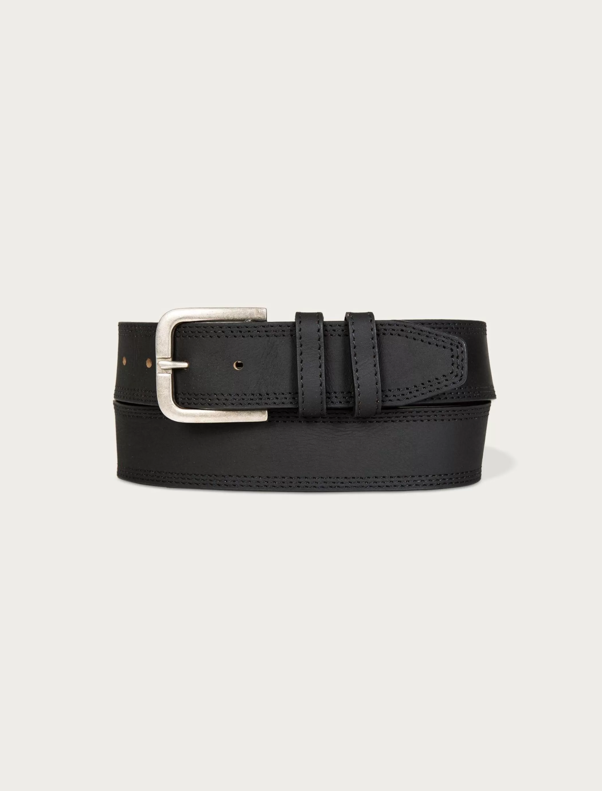 Lucky Brand Belts*triple needle stitch leather belt black