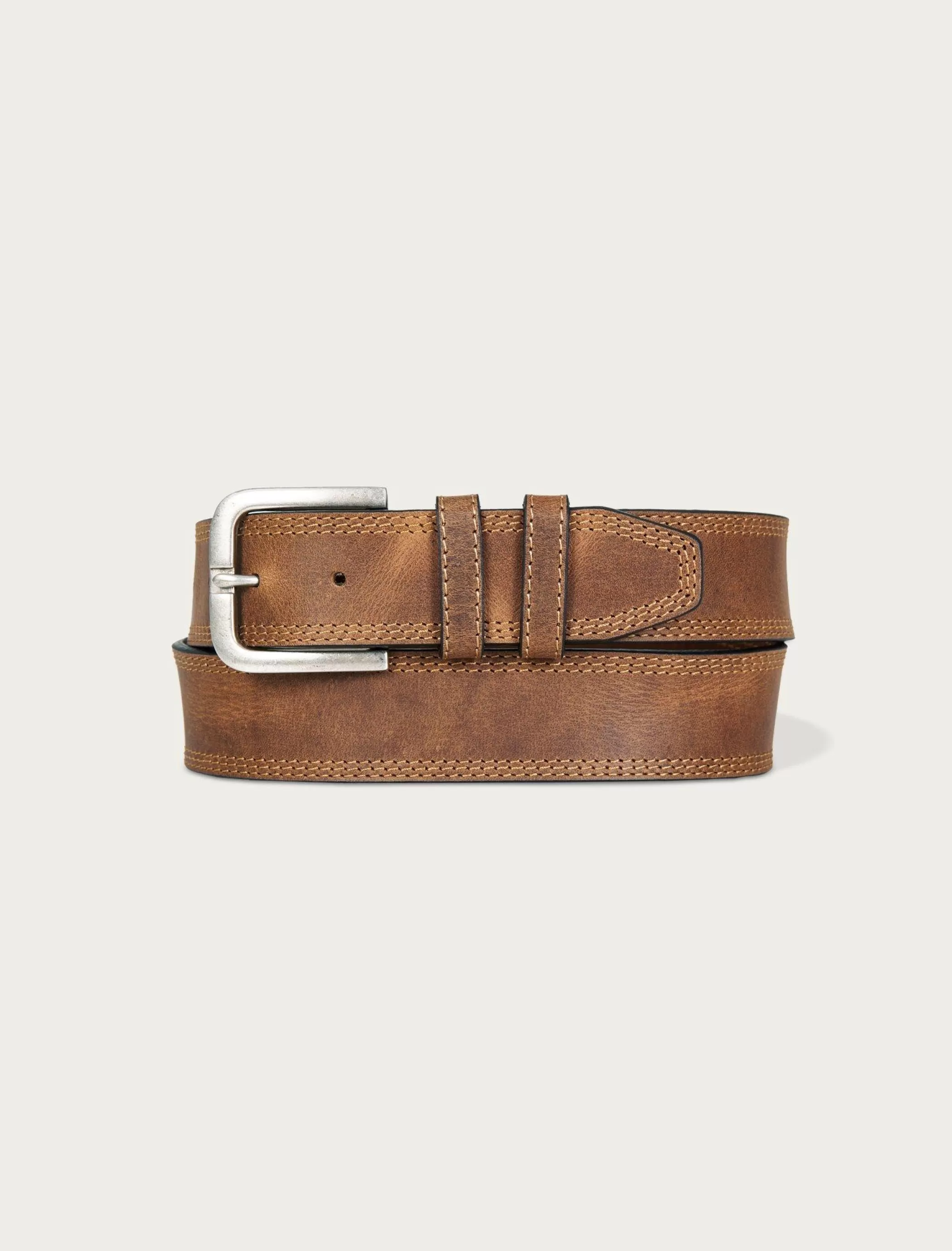 Lucky Brand Belts*triple needle stitch leather belt medium brown