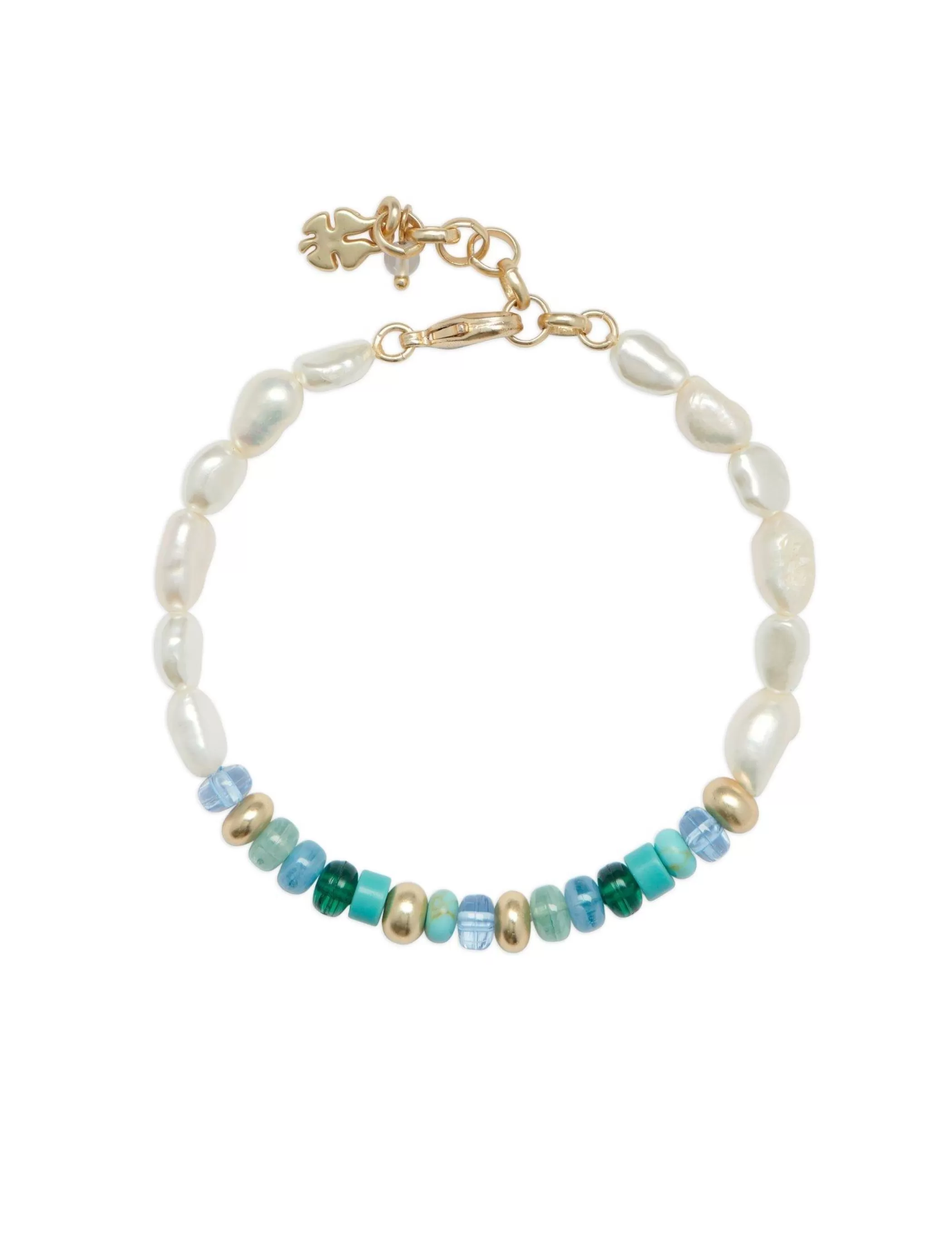 Lucky Brand Jewelry*turquoise and pearl beaded bracelet gold