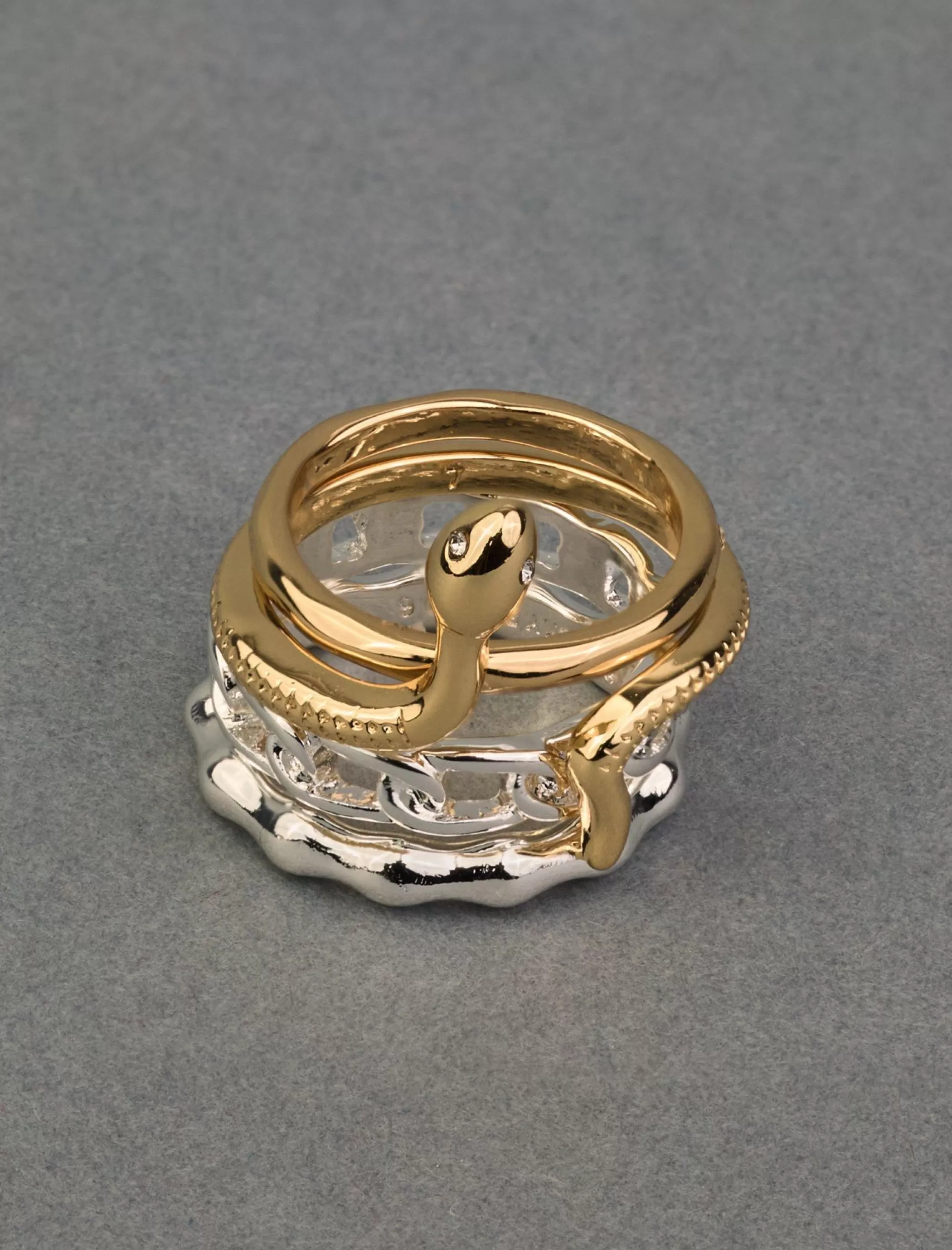 Lucky Brand Jewelry* snake ring stack two tone