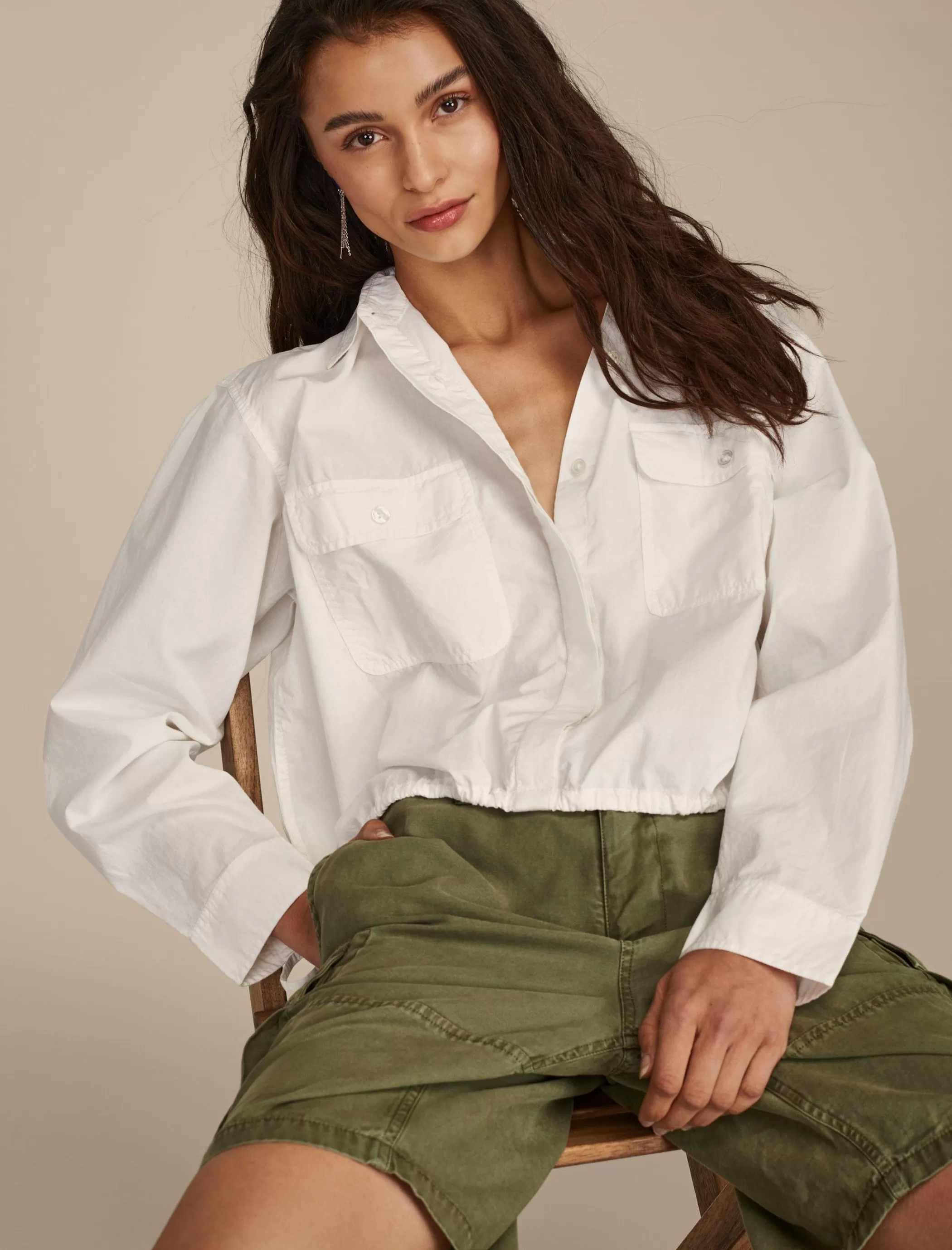 Lucky Brand Blouses*utility shirt bright white