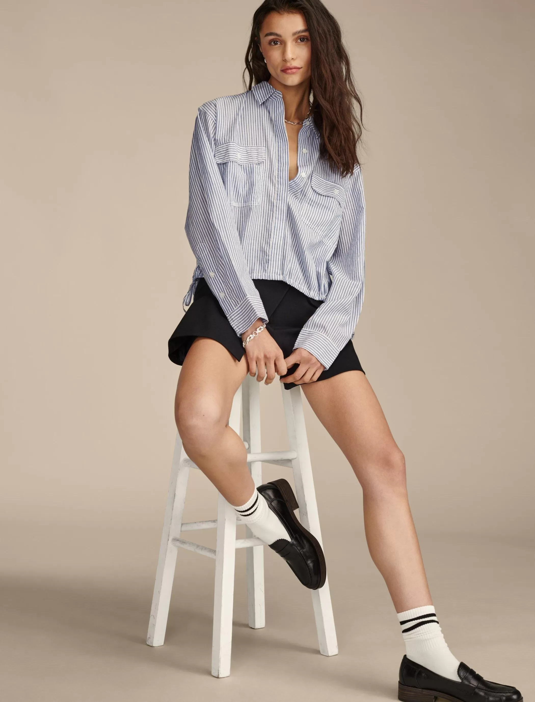 Lucky Brand Blouses*utility shirt blue stripe