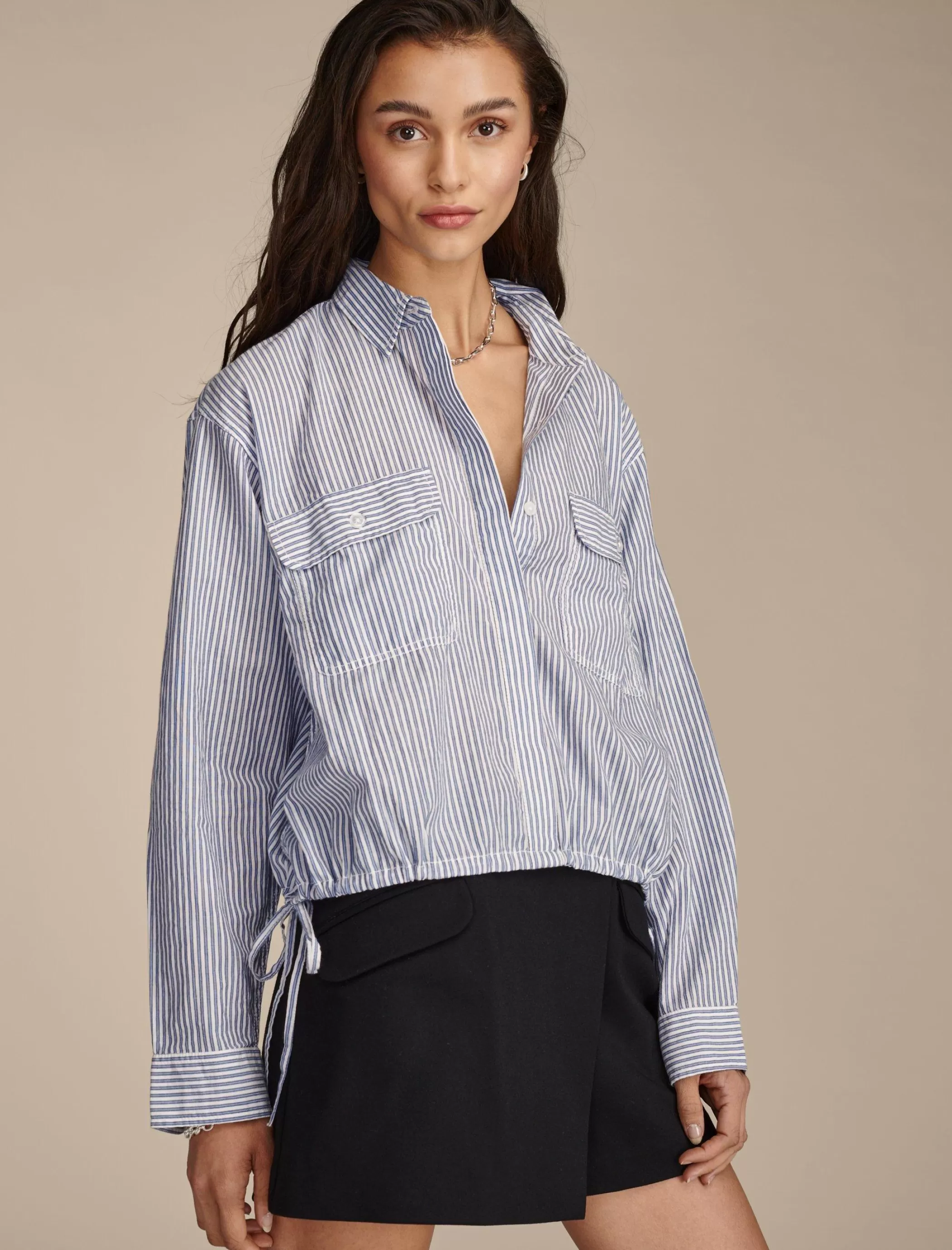 Lucky Brand Blouses*utility shirt blue stripe