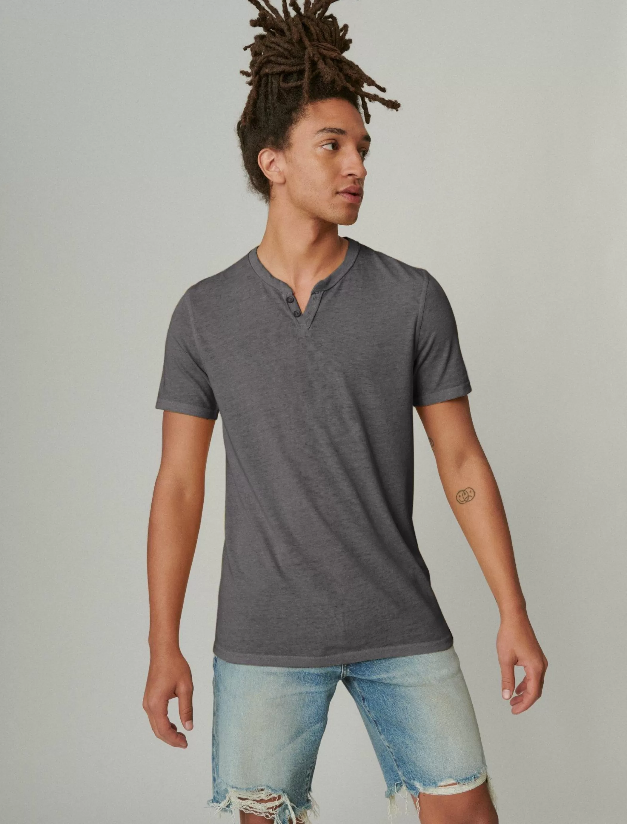 Lucky Brand Shirts & Tops*venice burnout notch neck tee jet black