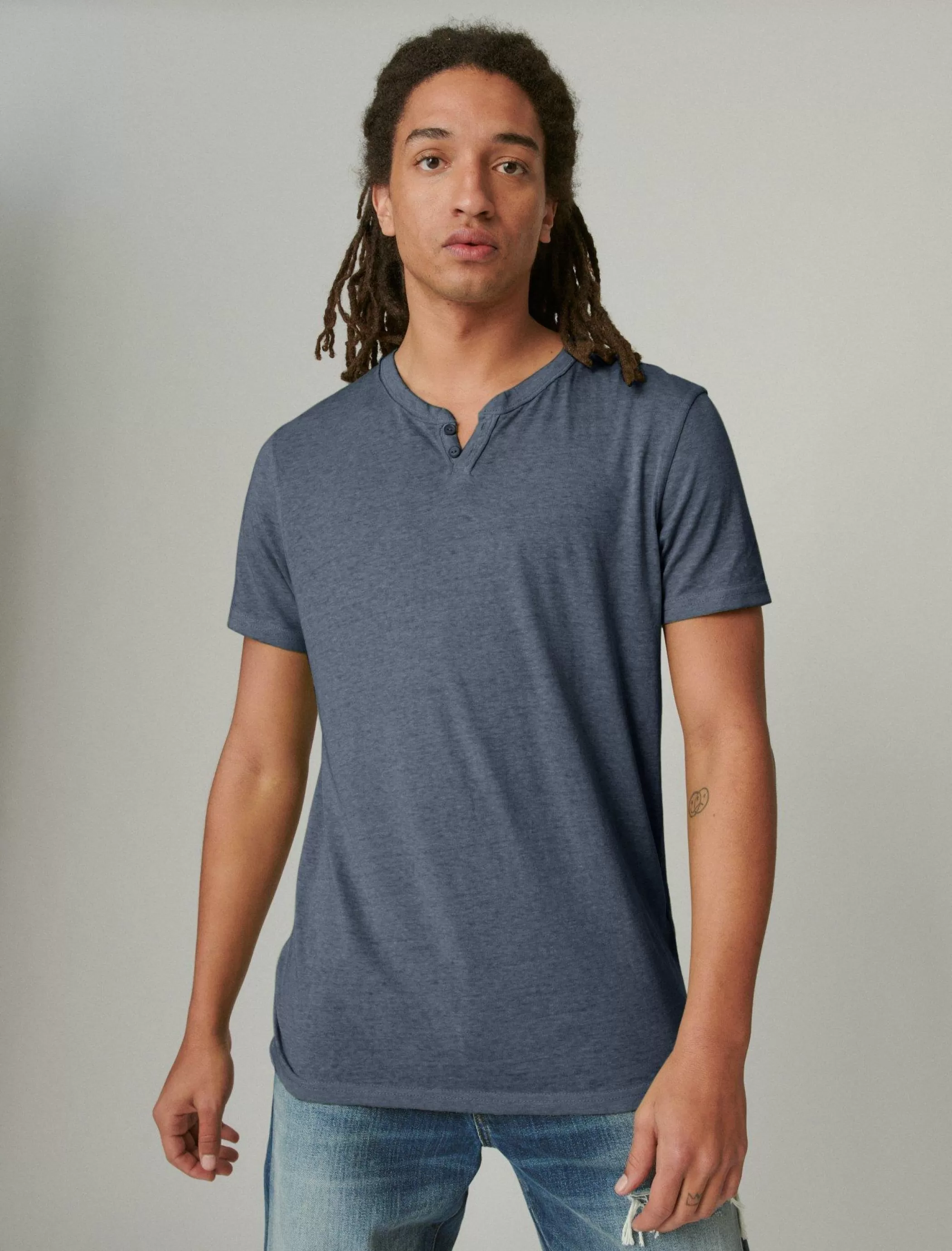 Lucky Brand Shirts & Tops*venice burnout notch neck tee american navy