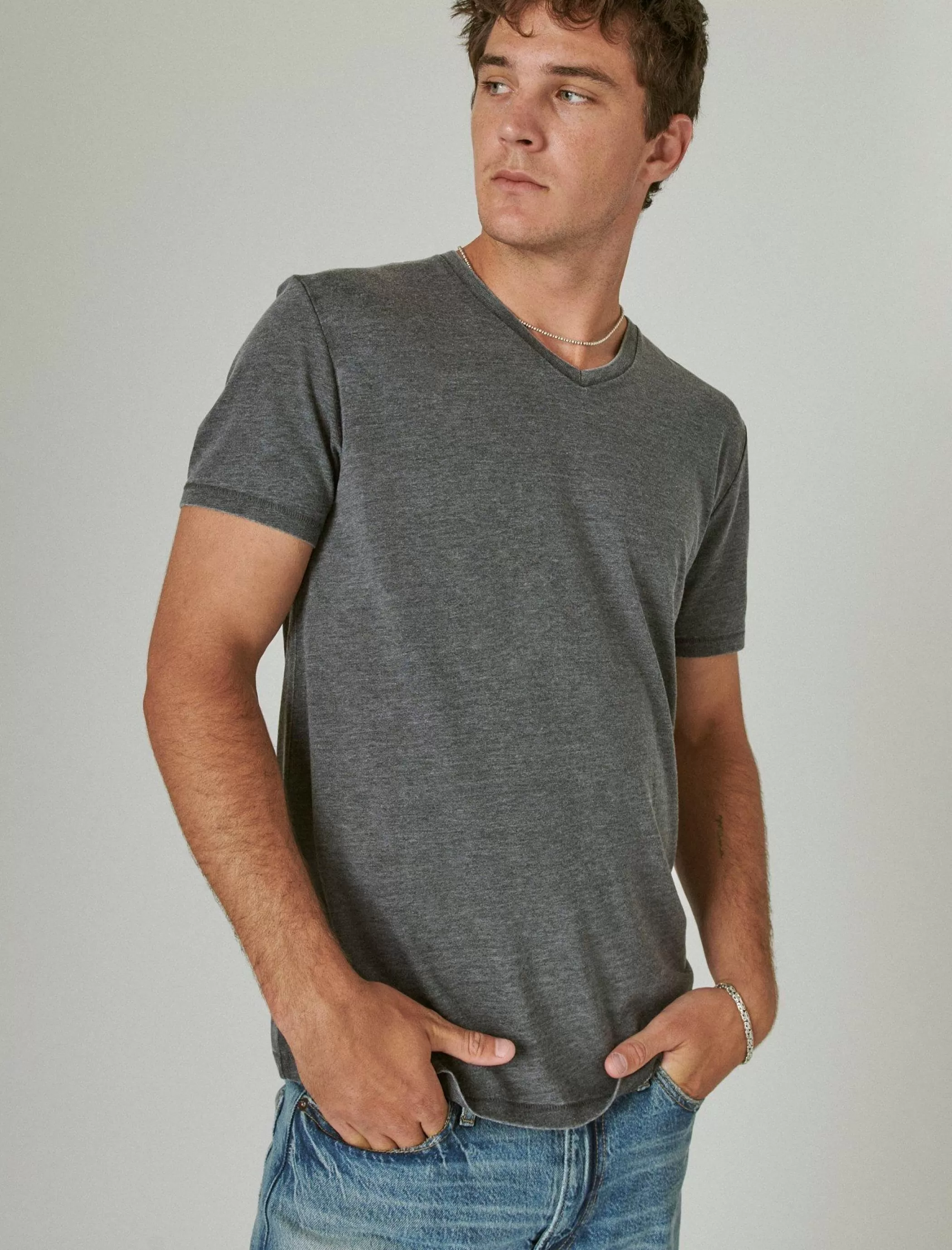 Lucky Brand Shirts & Tops*venice burnout vee-neck tee jet black