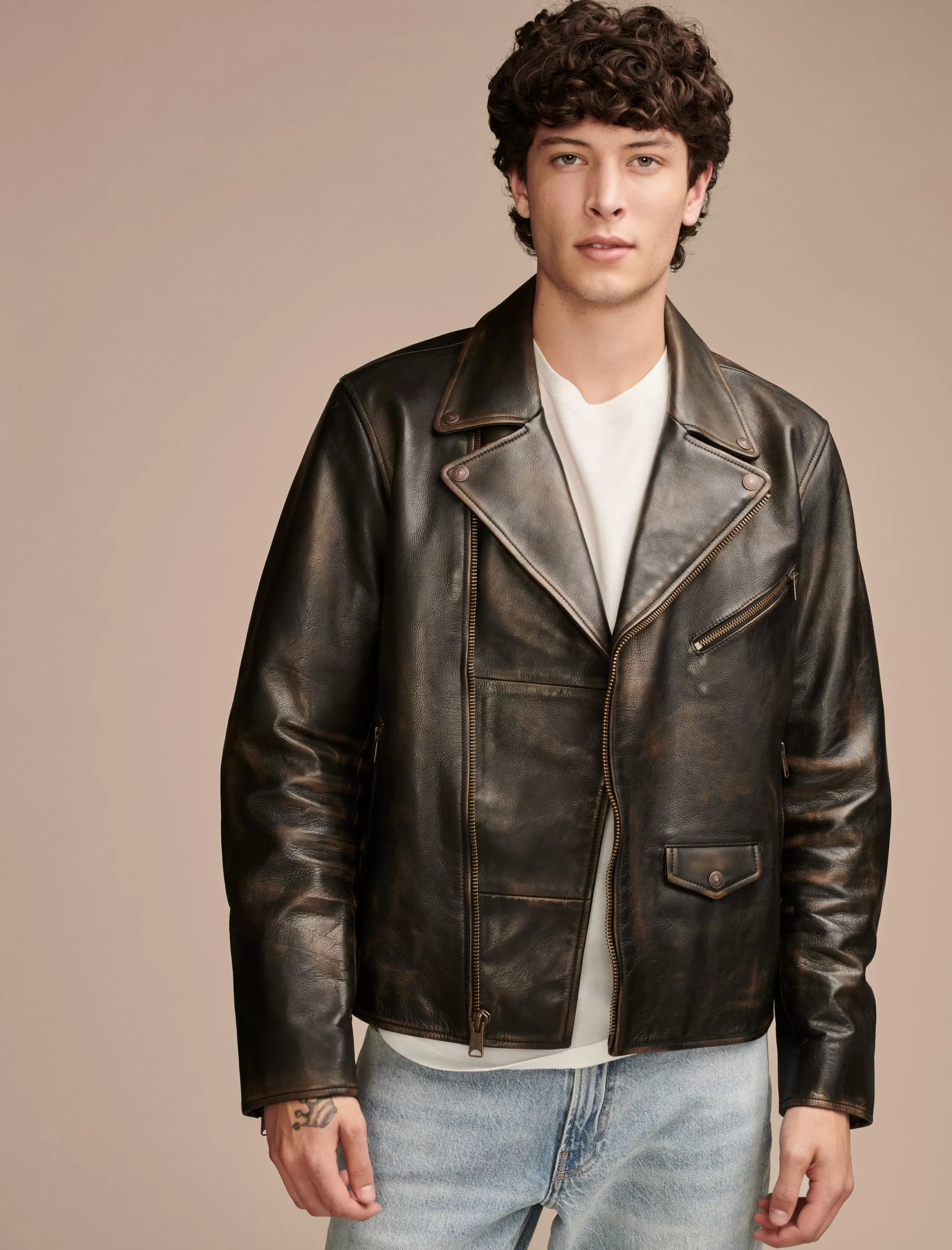 Lucky Brand Jackets & Outerwear*vintage leather moto jacket brown/black