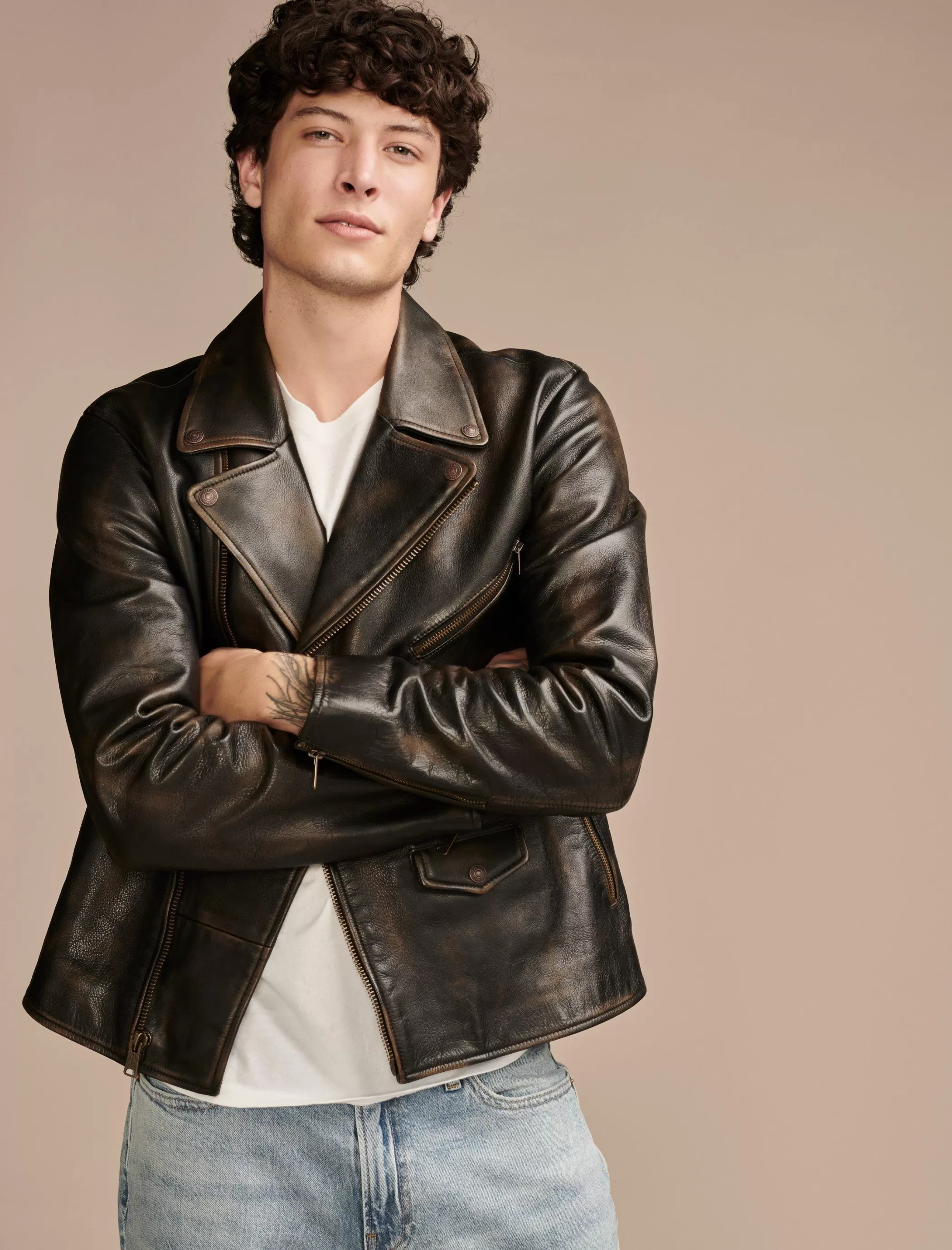 Lucky Brand Jackets & Outerwear*vintage leather moto jacket brown/black