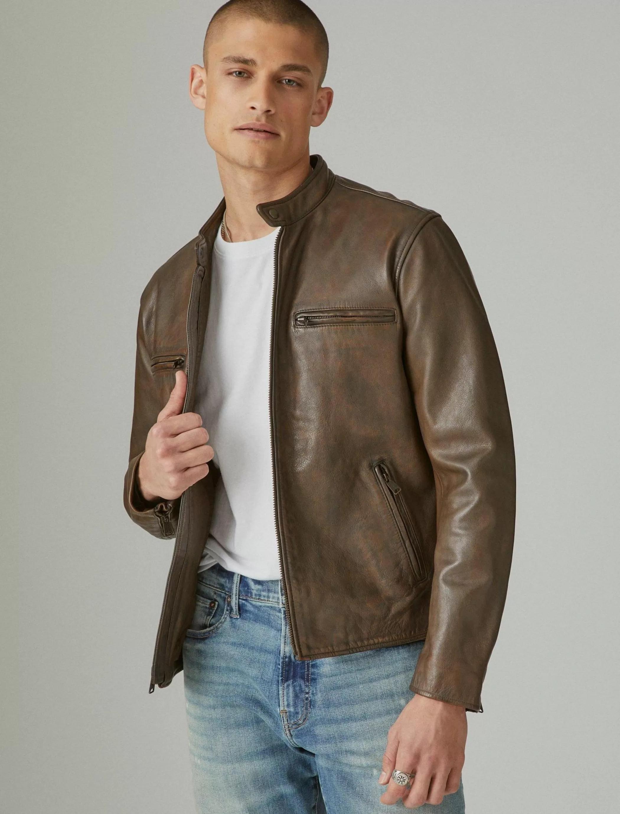 Lucky Brand Jackets & Outerwear*washed leather bonneville jacket dark brown