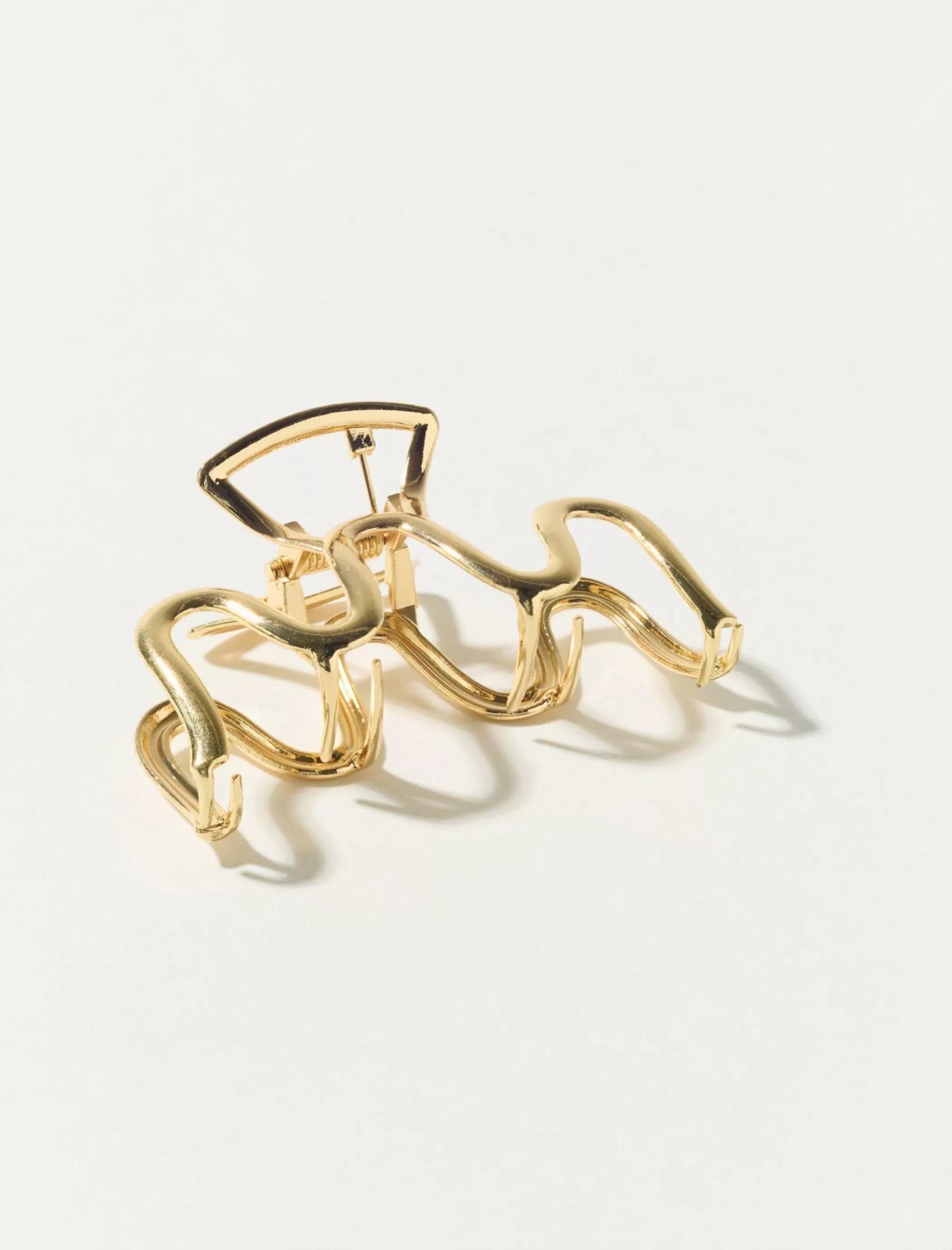 Lucky Brand Hair Accessories*wavy metal claw gold