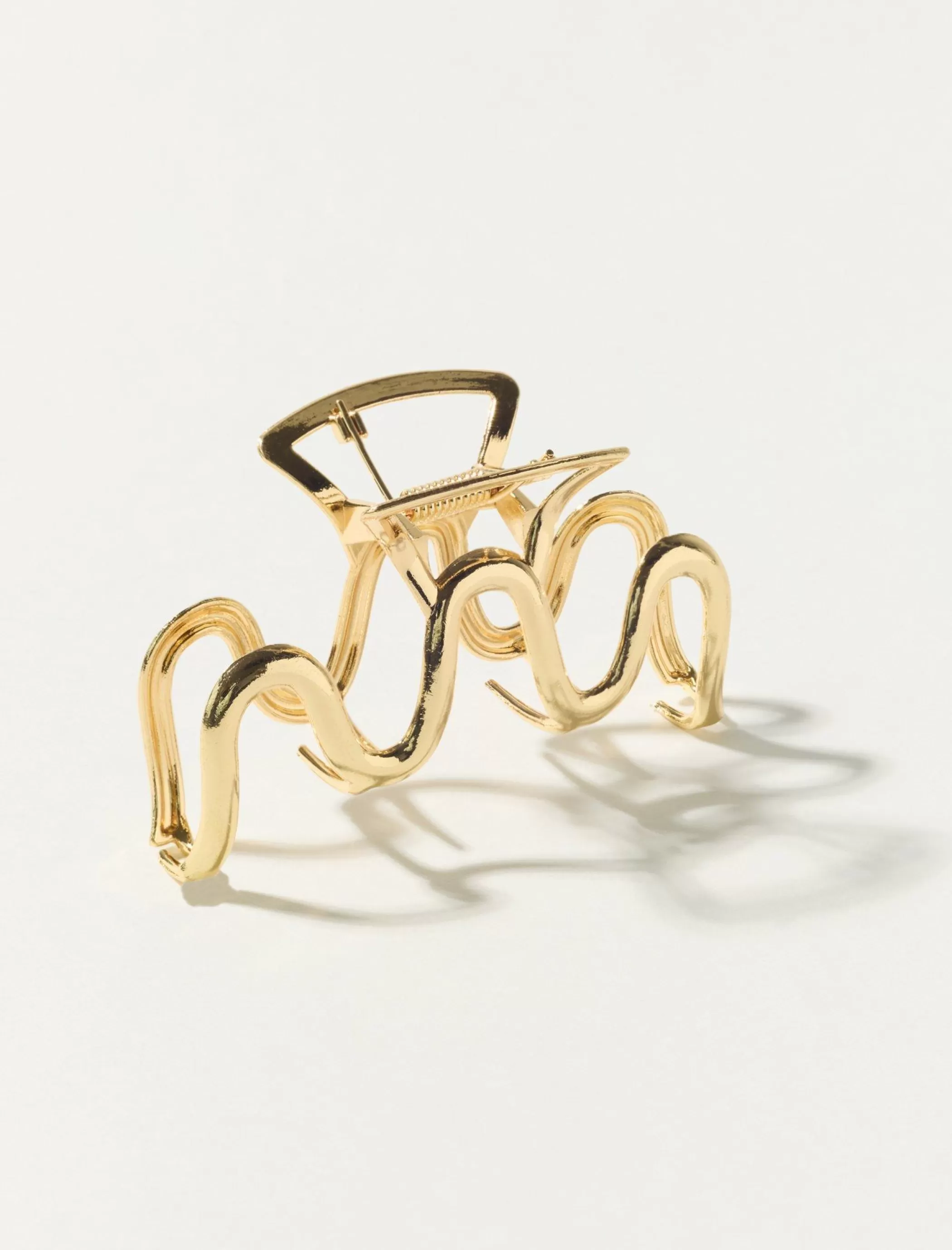 Lucky Brand Hair Accessories*wavy metal claw gold