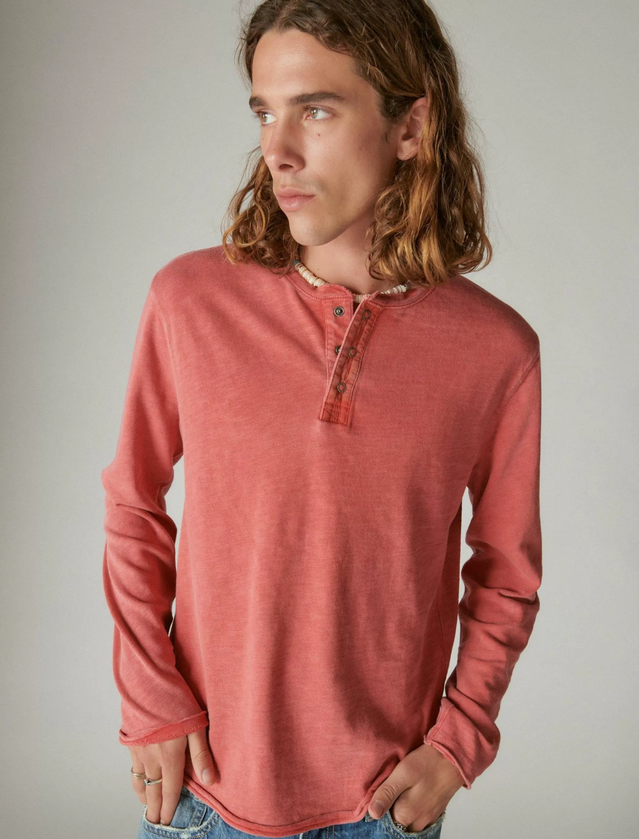 Lucky Brand Shirts & Tops*weekend slub jersey long sleeve henley cardinal