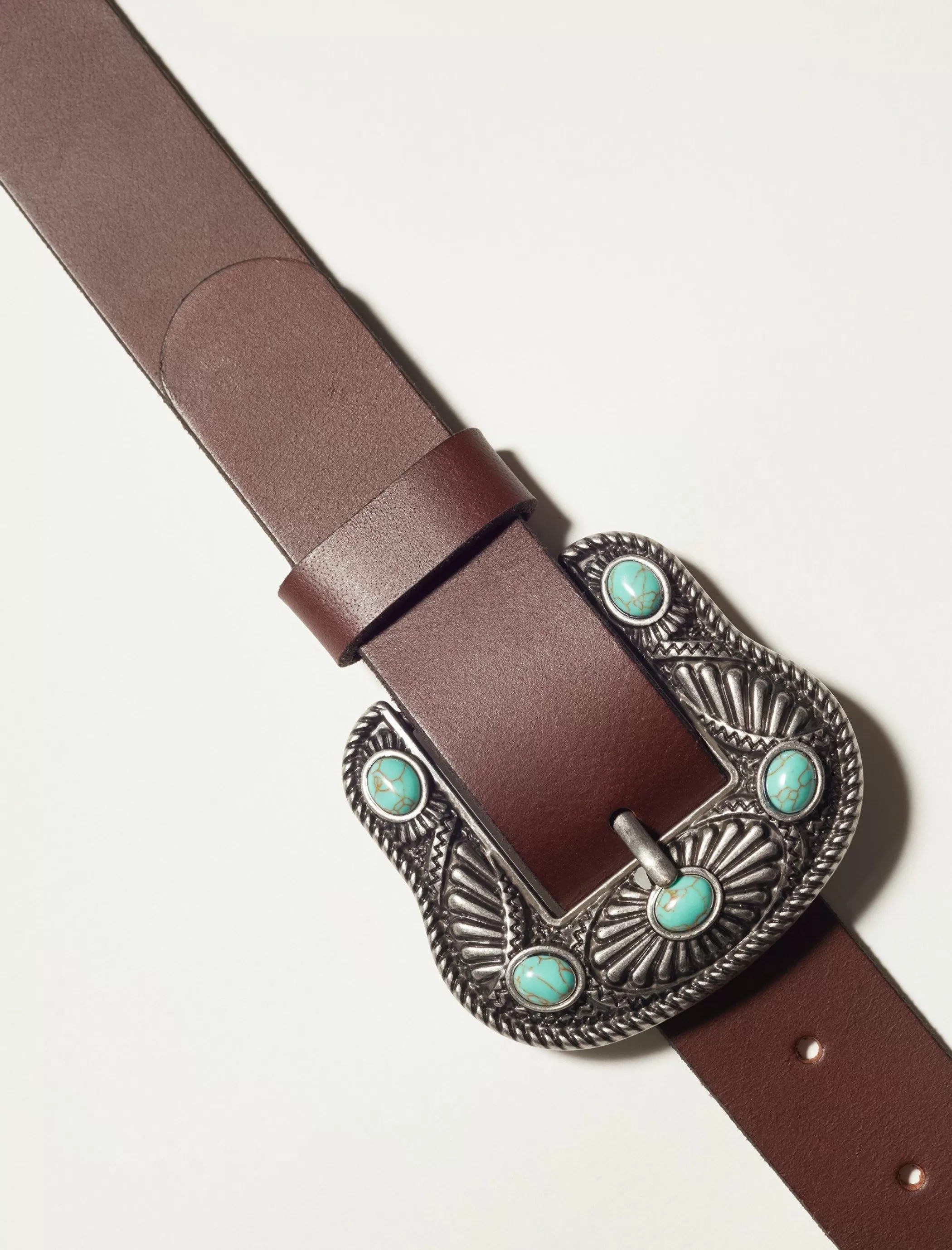 Lucky Brand Belts*western turquoise buckle belt dark brown